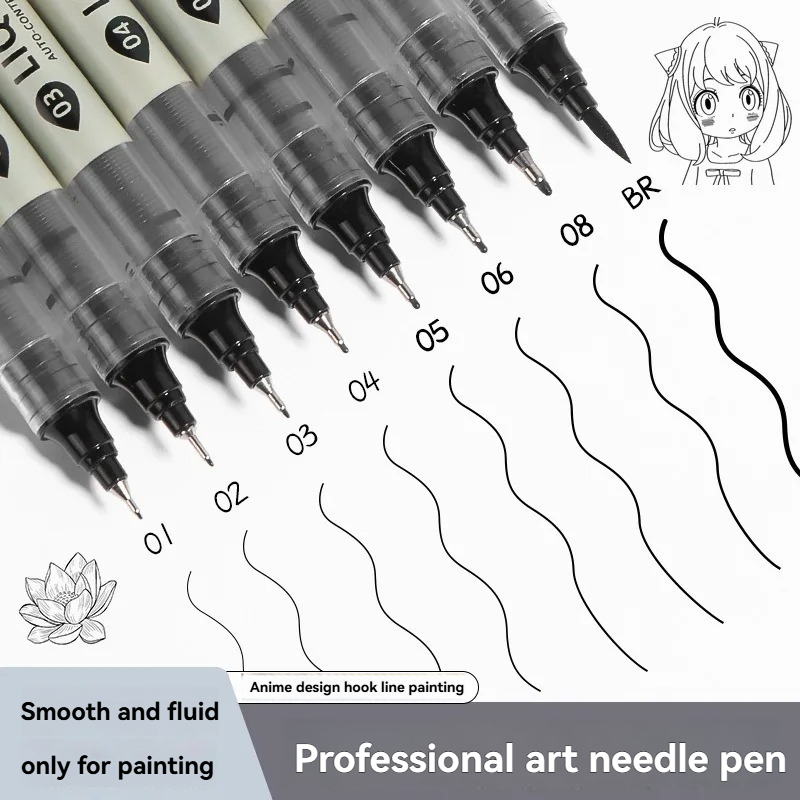 Copic Marker Sketch - 12팩 블랙 파인라이너 드로잉 펜, 만화