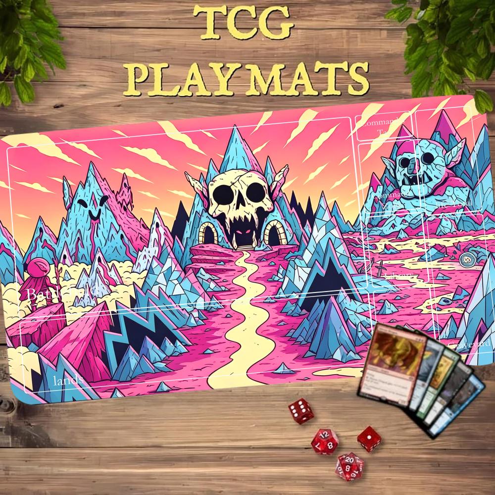 Door Mat Blank - 만화 핑크 해골 산 TCG 플레이