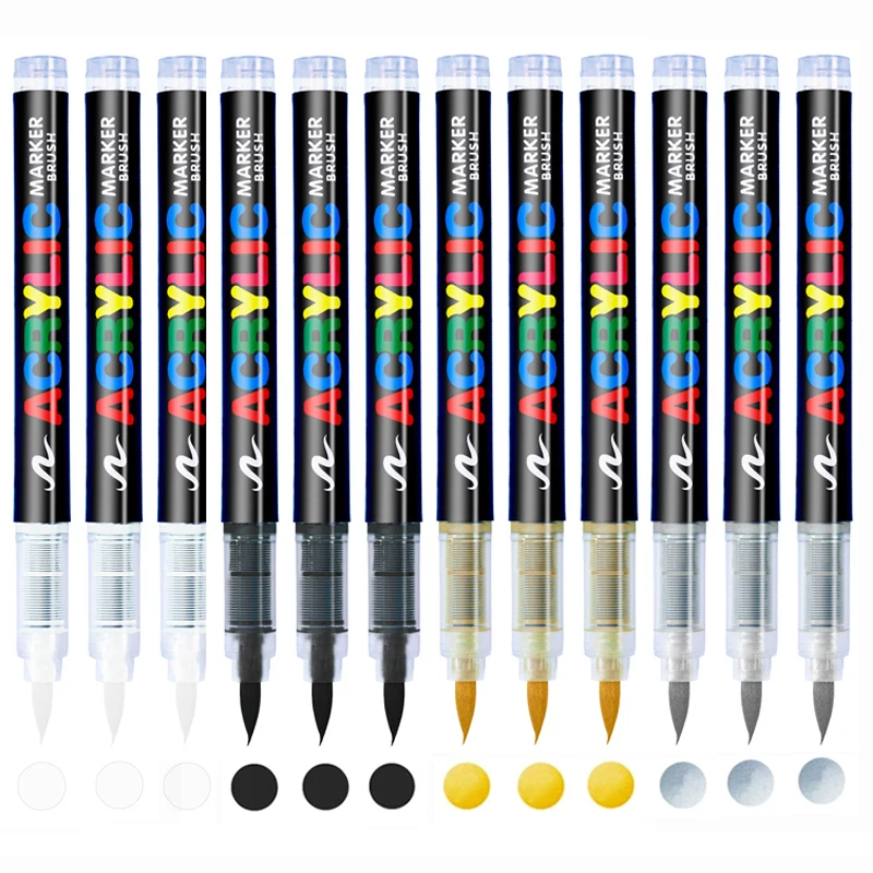 Copic Marker Classic - 3Pcs 아크릴 화이트 마커 브러쉬 펜