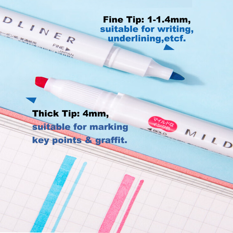 넓고 미세한 이중 팁이 포함된 Zebra 필기 펜 Mi - Zebra Pen Mildliner 리뷰 및 가격