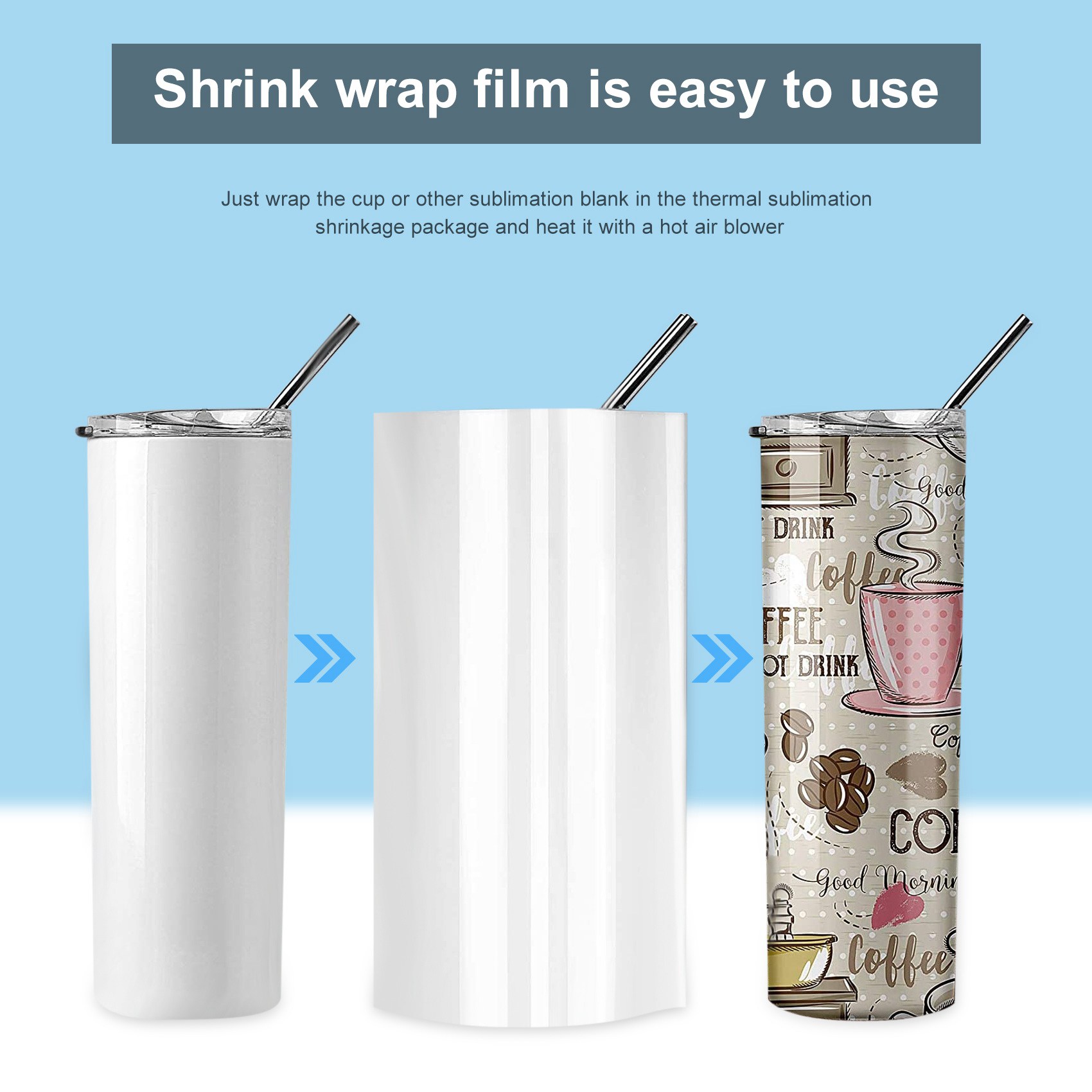 ABHI-30Pcs 승화 수축 필름, 3가지 크기 열전 - Sublimation Mug White 리뷰 및 가격